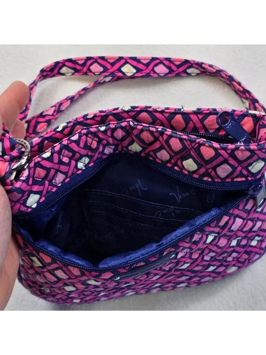 Vera Bradley Cataline Small Crossbody Bag Pink & Purple Diamond Adjustable Strap - Picture 4 of 6